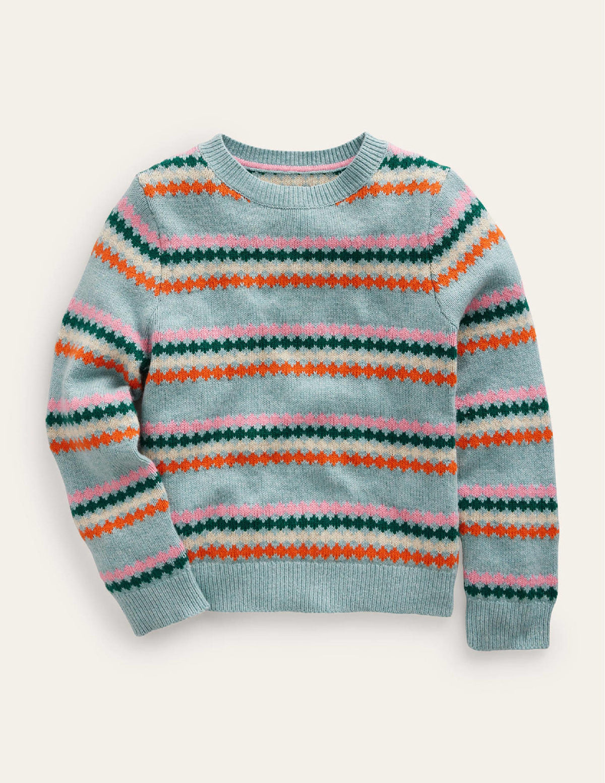 All-Over-Fair-Isle-Pullover-Graublau Streifen - Image 1
