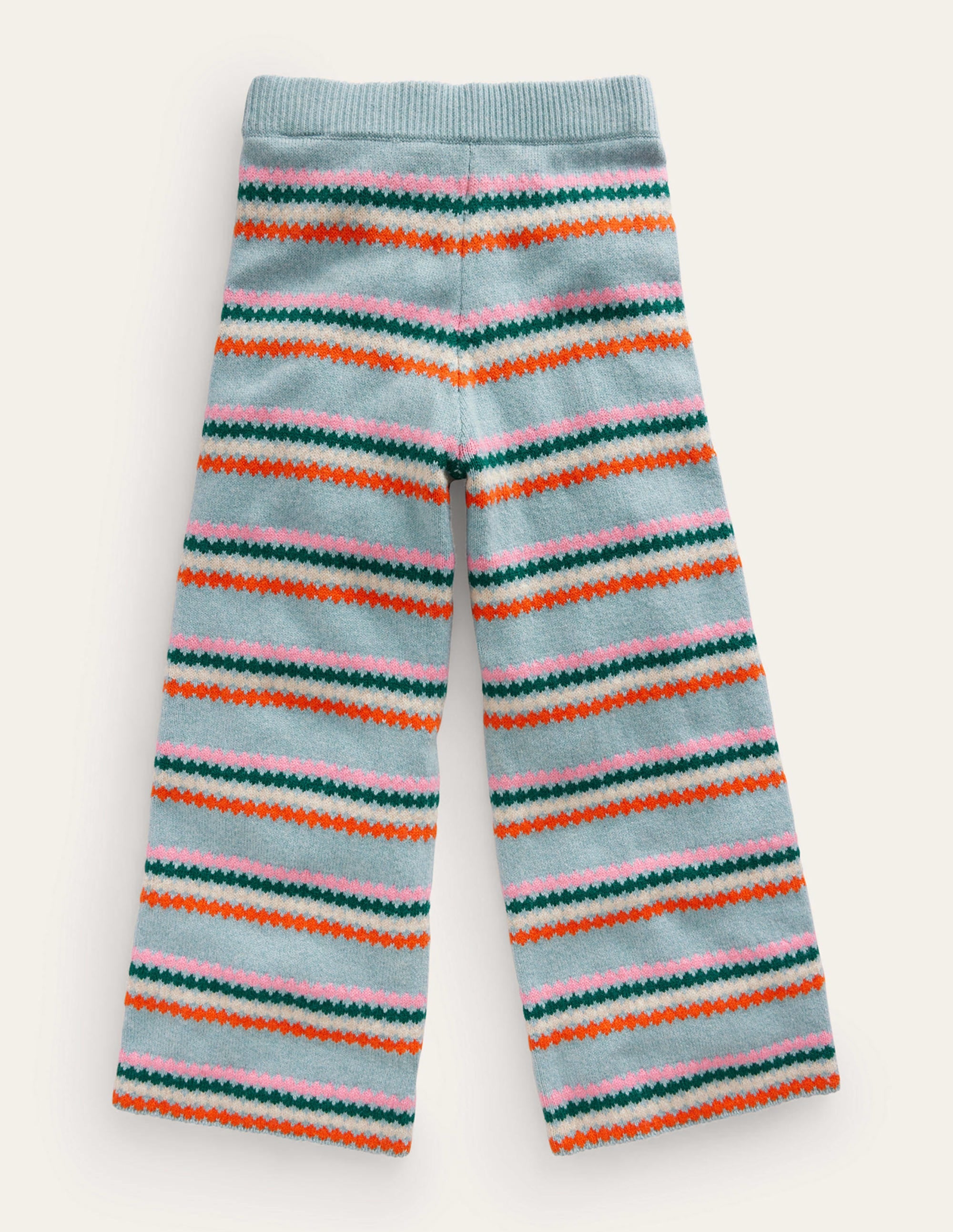Wide Leg Knitted Trousers-Dusk Blue Stripe - Image 2