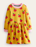 Bedrucktes Sweatshirt-Kleid-Ölgelb Äpfel
