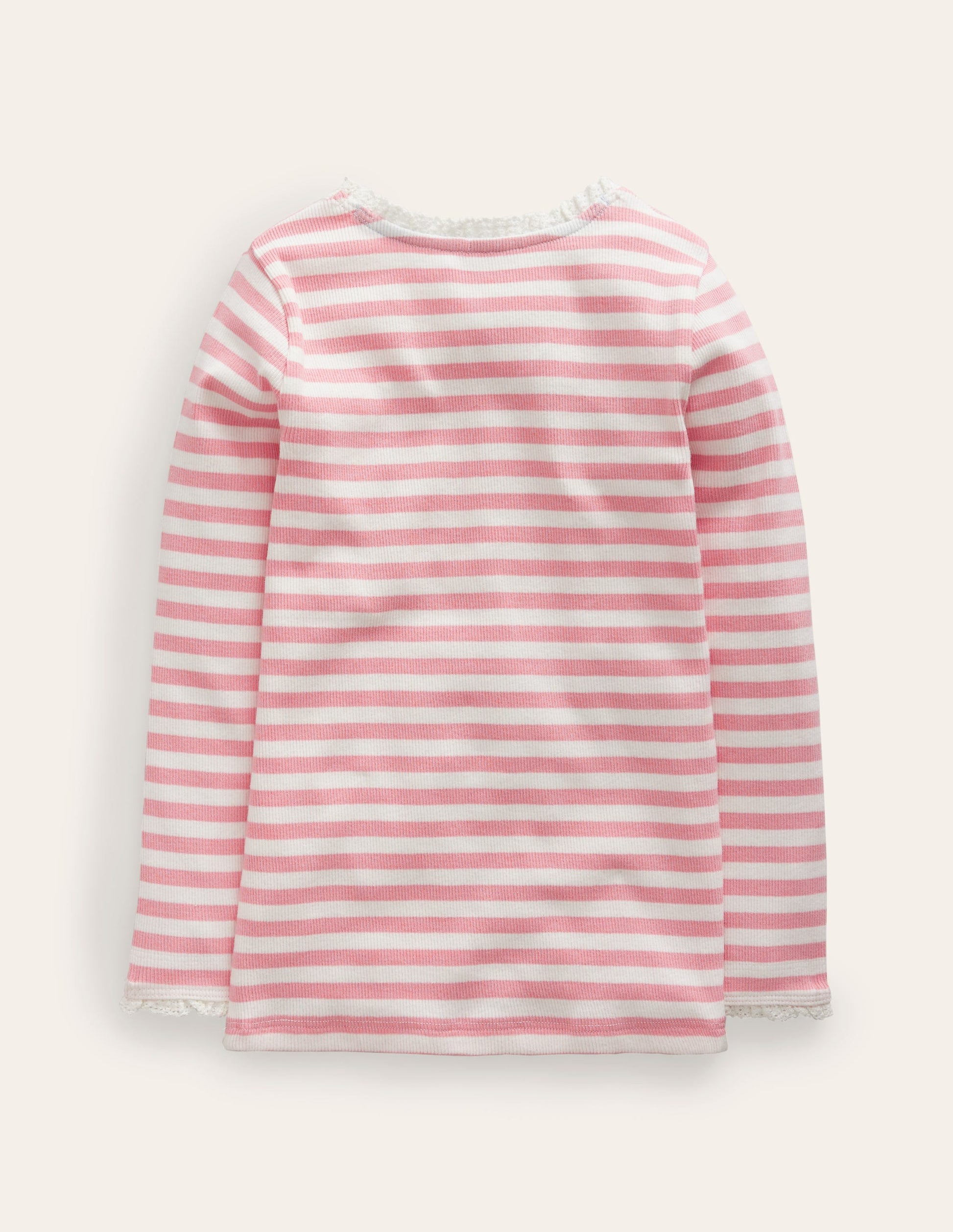 Geripptes Langarmshirt-Ballett-Rosa/Naturweiß-2