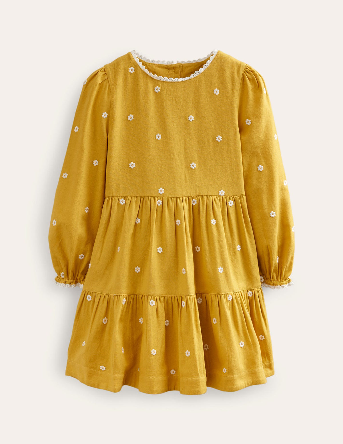 Besticktes schwingendes Kleid-Honigfarben Gänseblümchen - Image 1