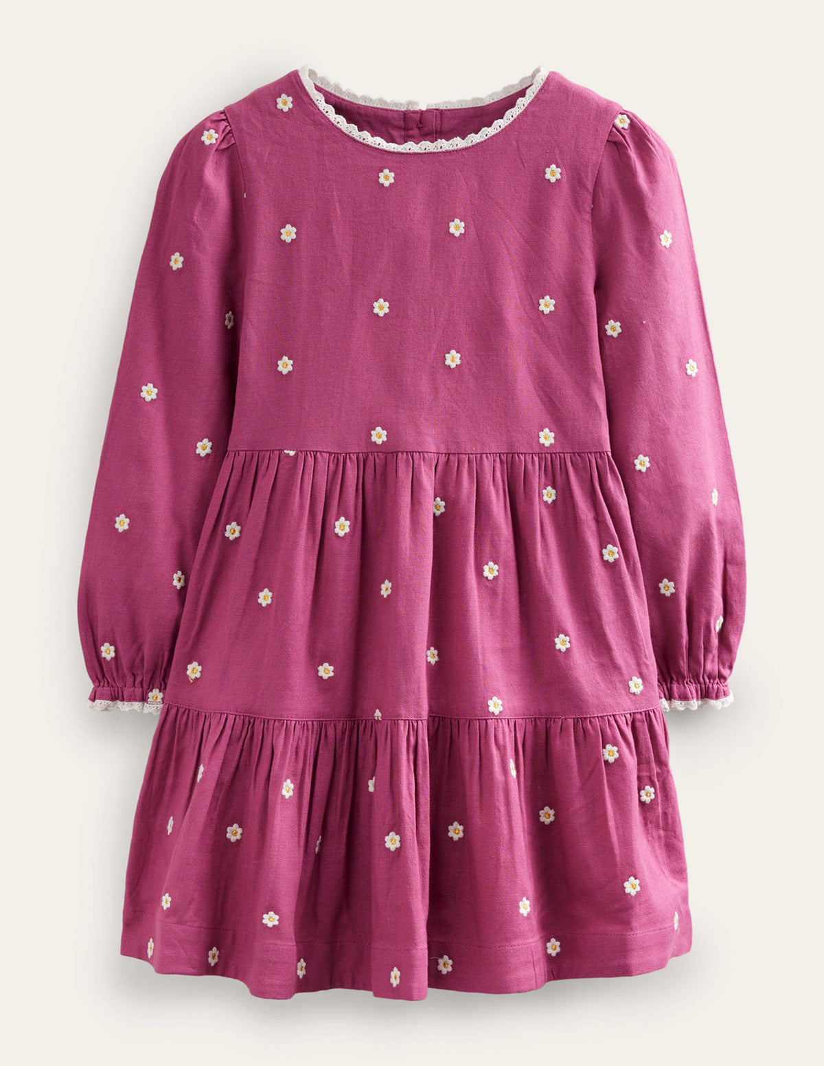 Besticktes schwingendes Kleid-Rosa Gänseblümchen - Image 1