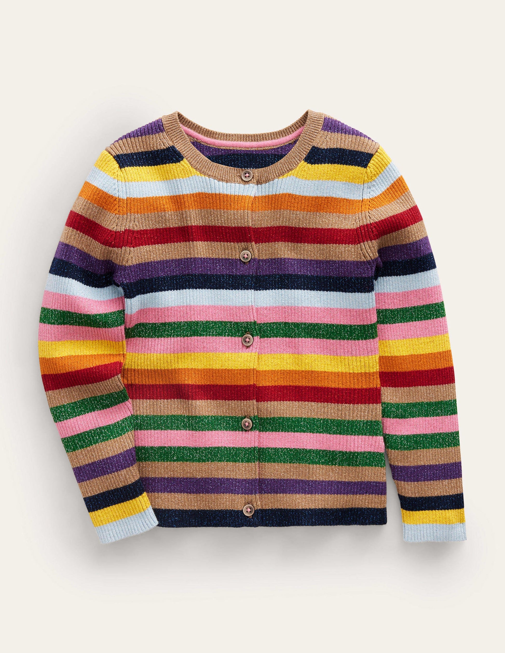 Strickjacke mit Glitzer und Streifen-Bunte Streifen Glitzer-1