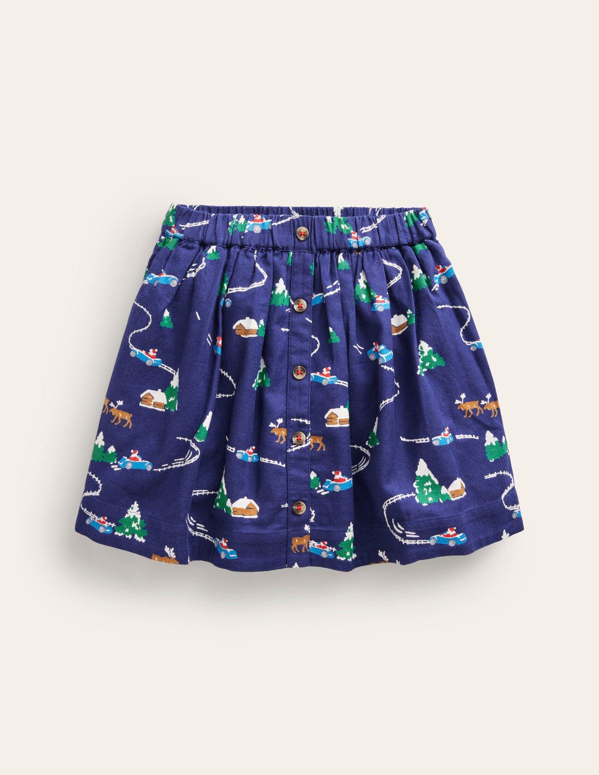 Pull On Twirly Skirt-College Navy Festive Scene - Image 1