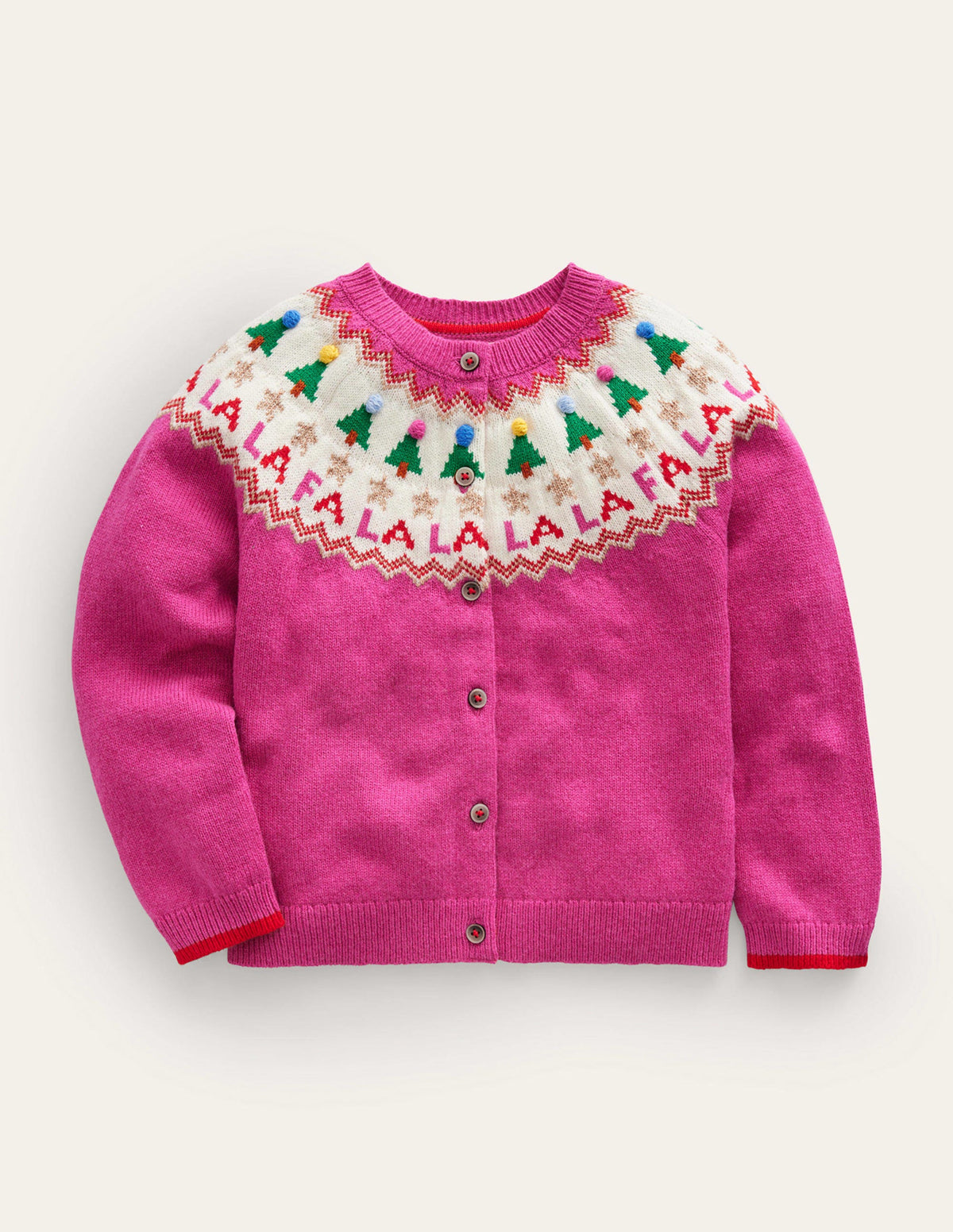 Lustige Fair-Isle-Strickjacke-Kräftiges Rosa Festlich - Image 1