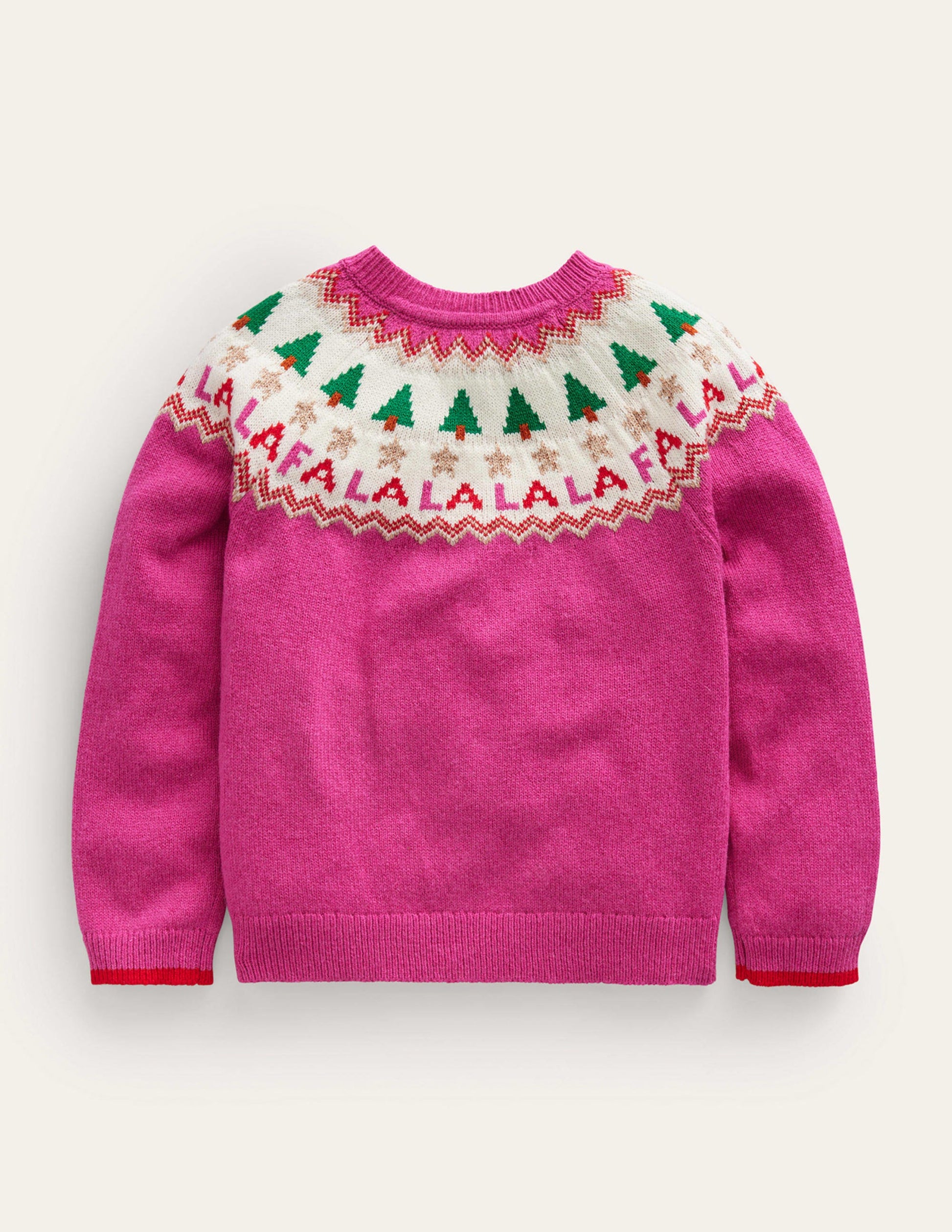Lustige Fair-Isle-Strickjacke-Kräftiges Rosa Festlich-2