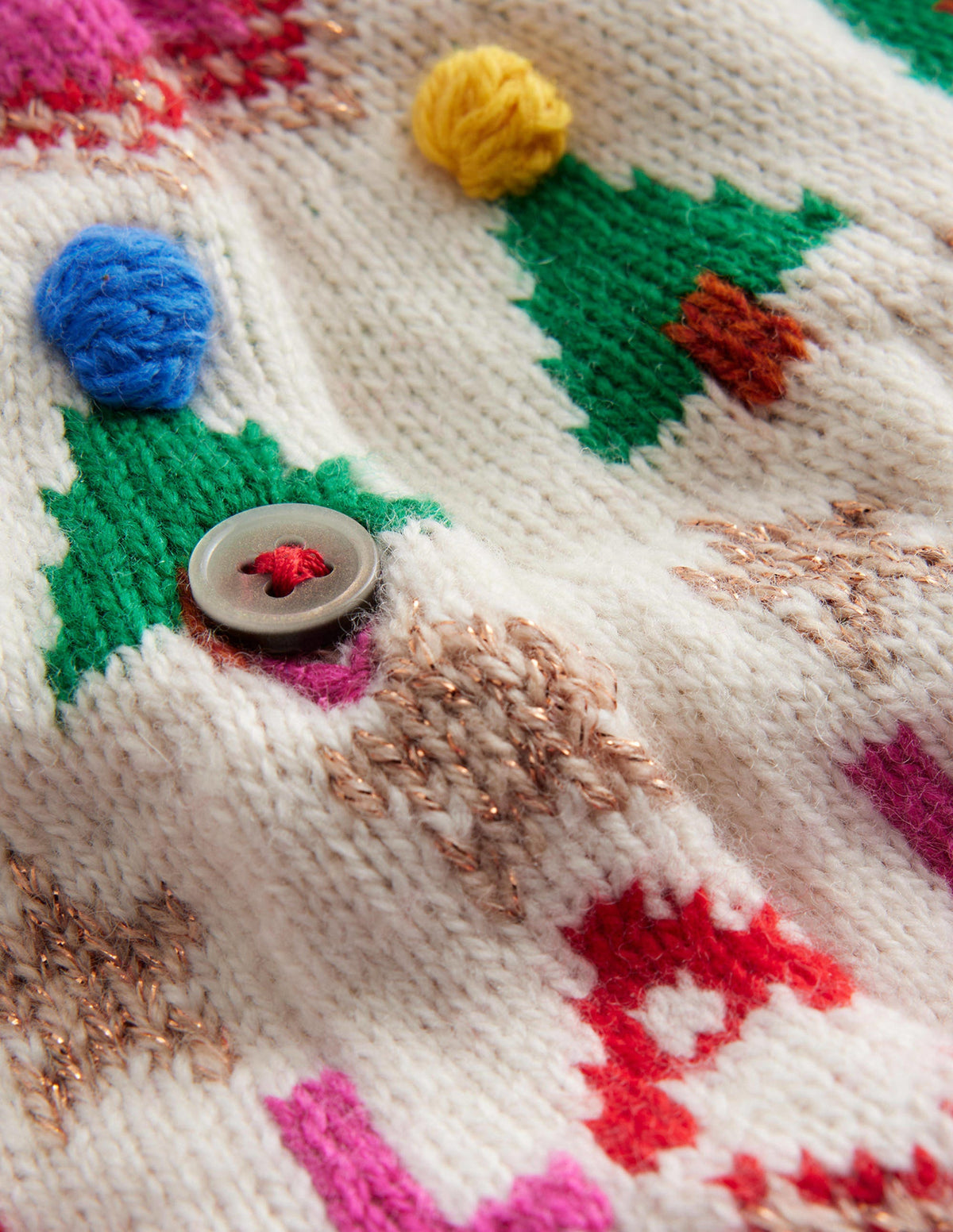Lustige Fair-Isle-Strickjacke-Kräftiges Rosa Festlich-3
