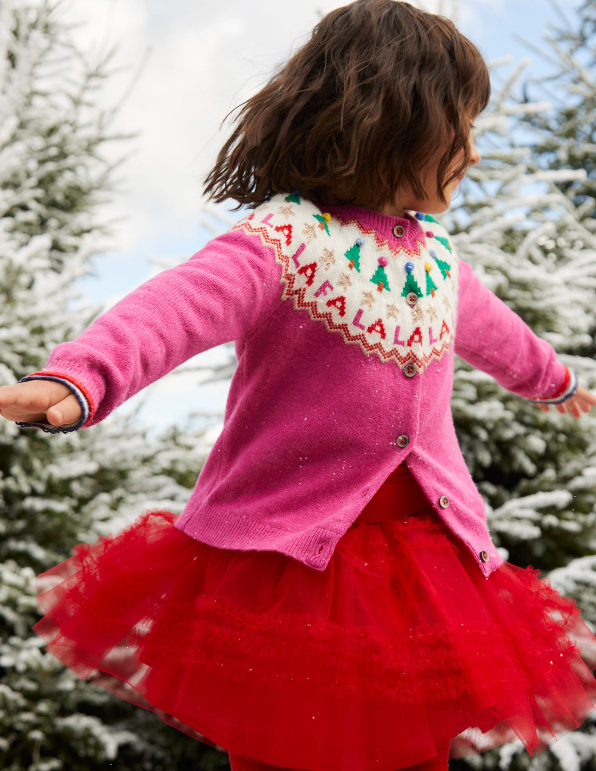 Lustige Fair-Isle-Strickjacke-Kräftiges Rosa Festlich-4