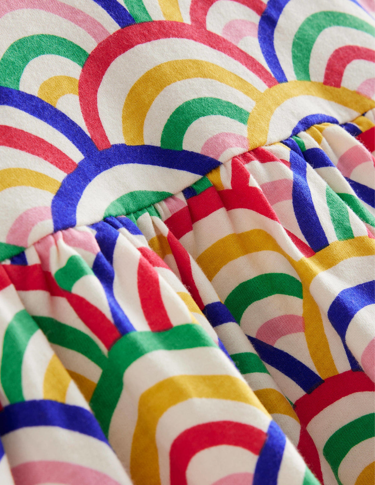 Lustiges Jerseykleid mit kurzen Ärmeln-Naturweiß Bunt Regenbogen-3