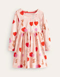 Lustiges Jerseykleid mit langen Ärmeln-Balletrosa Hasen