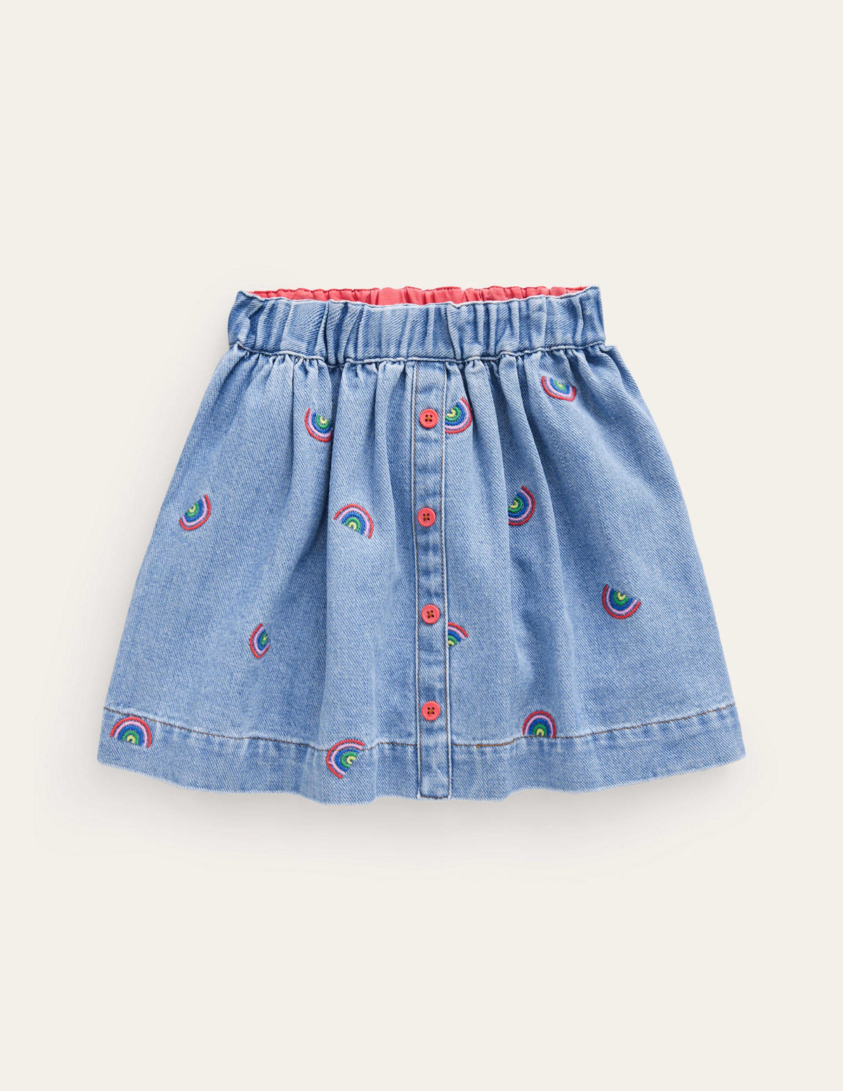 Jupe tournoyante boutonnée-Broderie arc-en-ciel indiscipliné-1