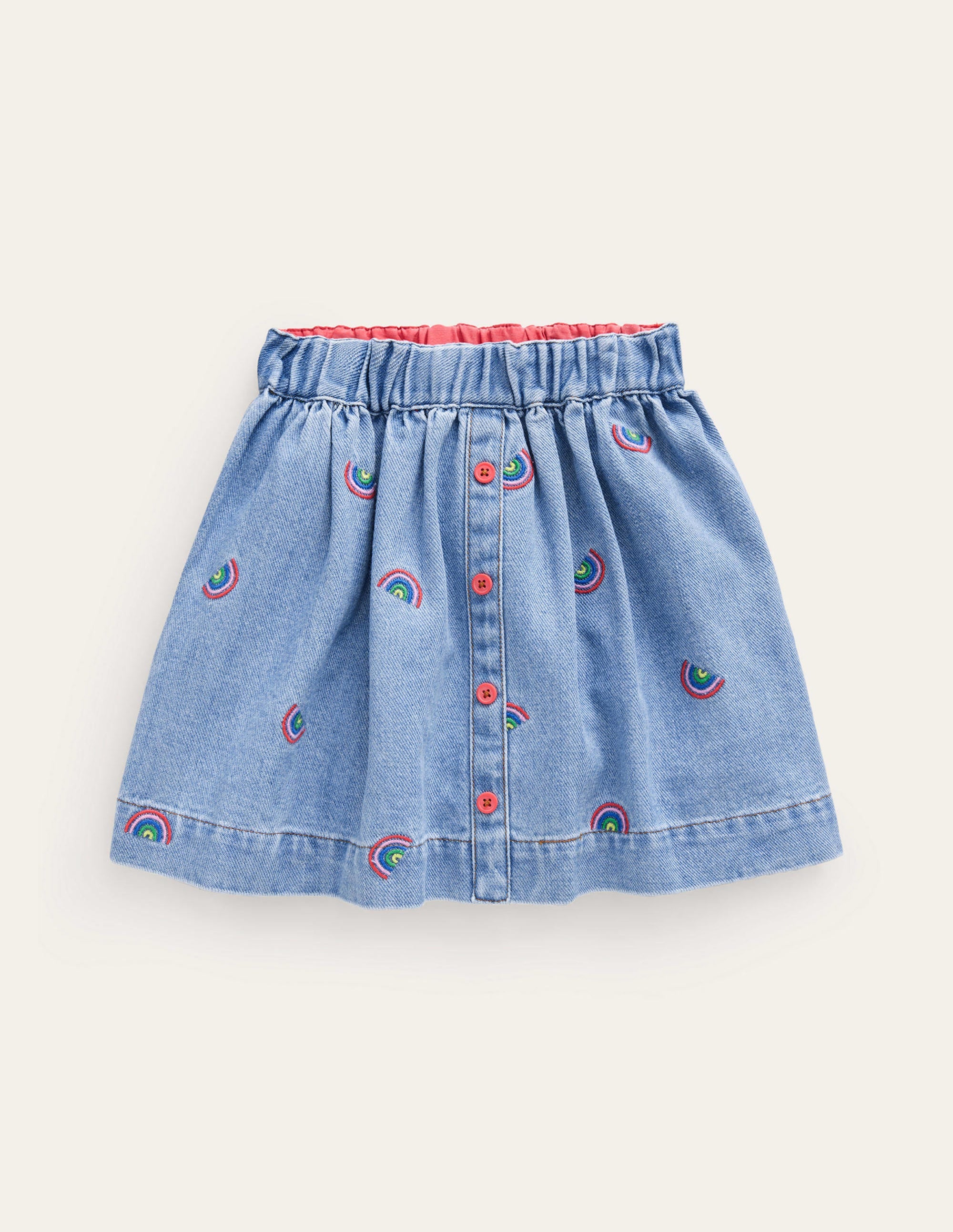 Jupe tournoyante boutonnée-Broderie arc-en-ciel indiscipliné - Image 1