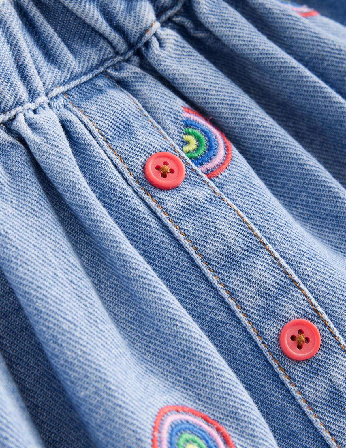Jupe tournoyante boutonnée-Broderie arc-en-ciel indiscipliné - Image 3