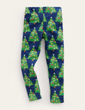 Fun Cosy Leggings-College Navy Christmas Trees