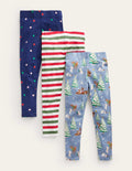 3er-Pack Leggings-Kieselblau Festlich Wald