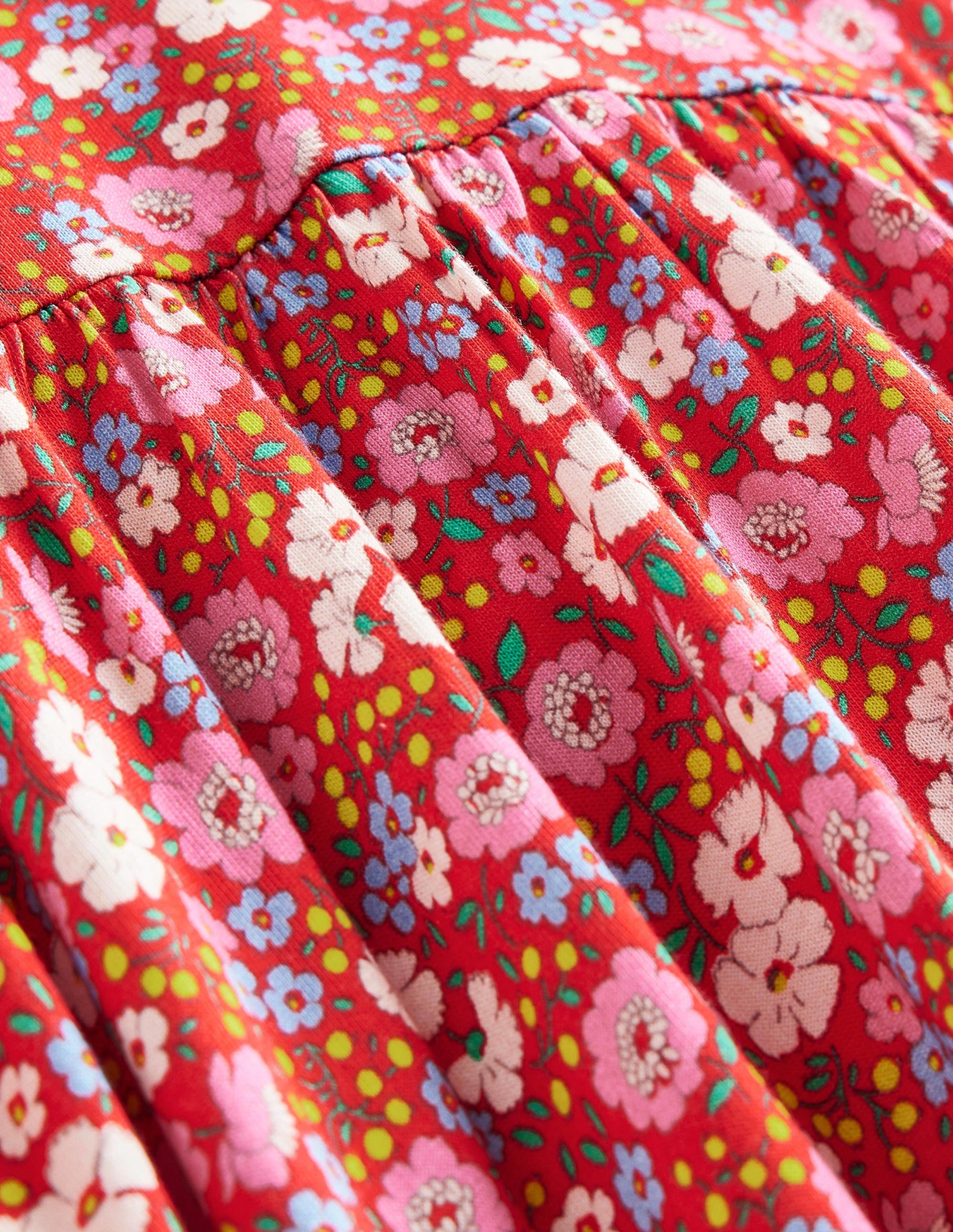 Jersey-Kleid mit Spitzenkragen-Leuchtendes Rot Festlich Blumen - Image 3