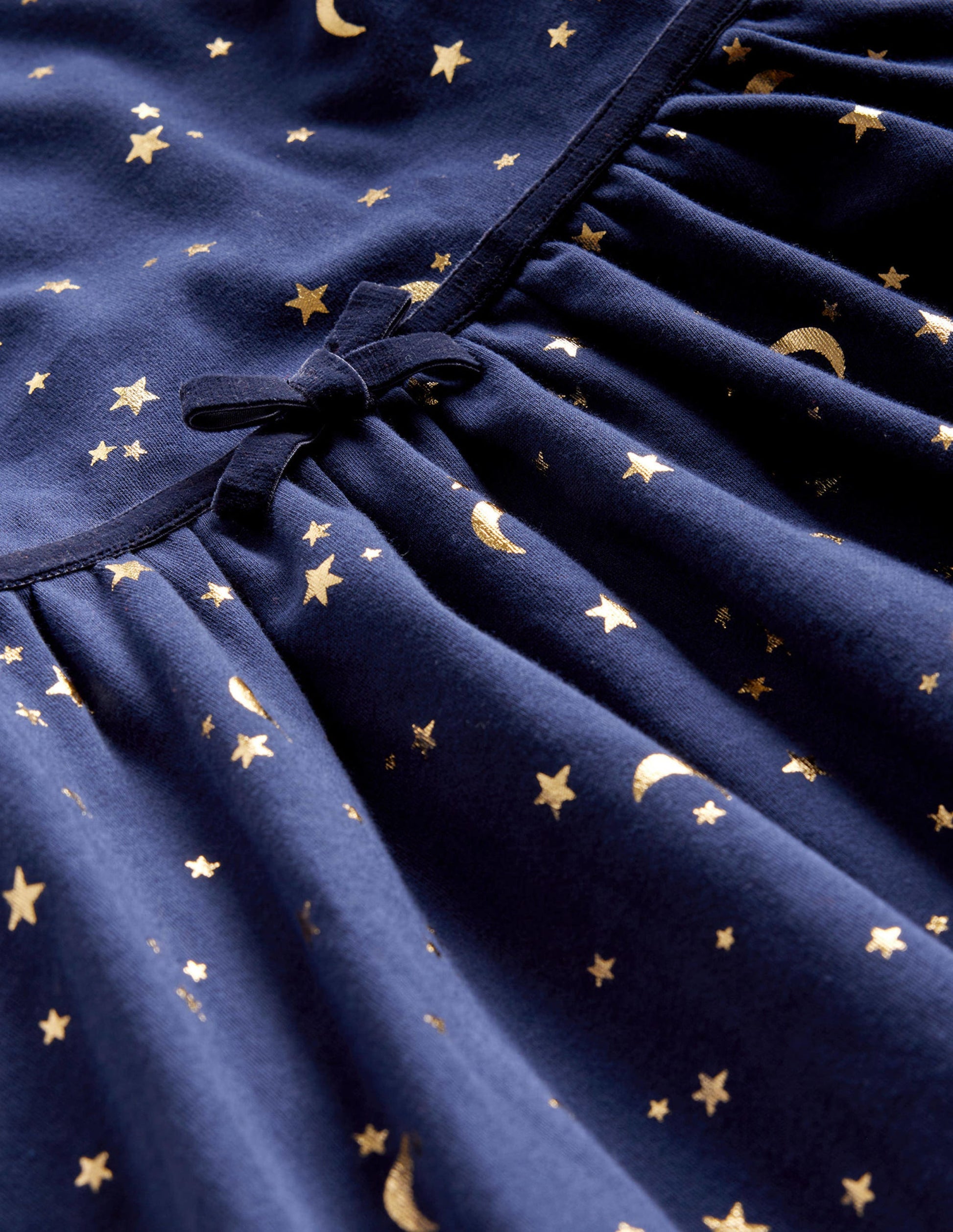 Robe tournoyante avec col-Étoile doré métallisé bleu marine universitaire-3