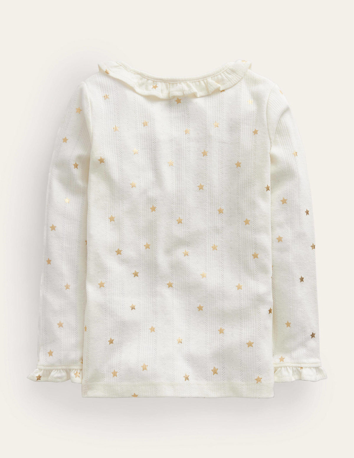 Ruffle Sparkle Pointelle-Ivory Gold Star-2