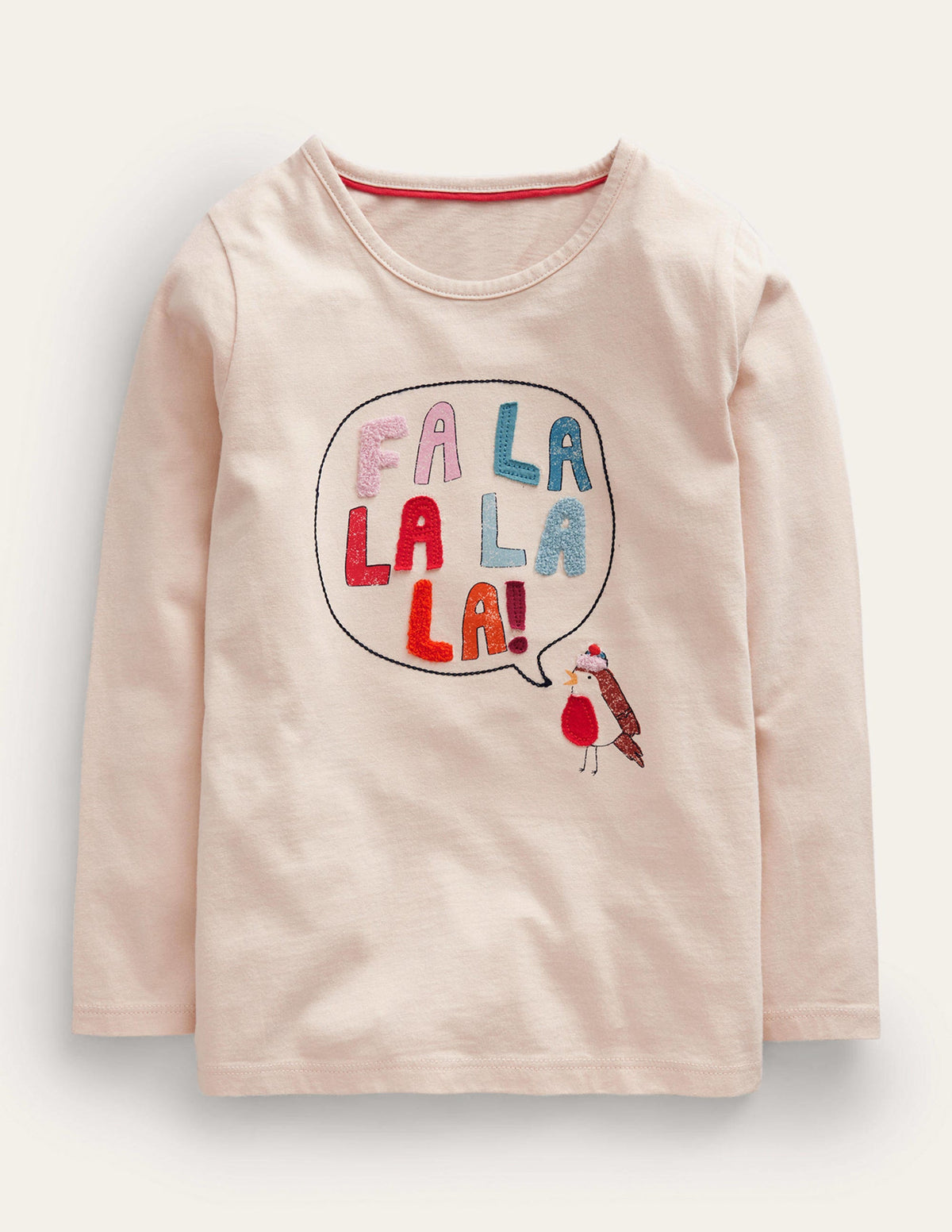 Logo-T-Shirt aus Bouclé-Haferbeige Singendes Rotkehlchen - Image 1