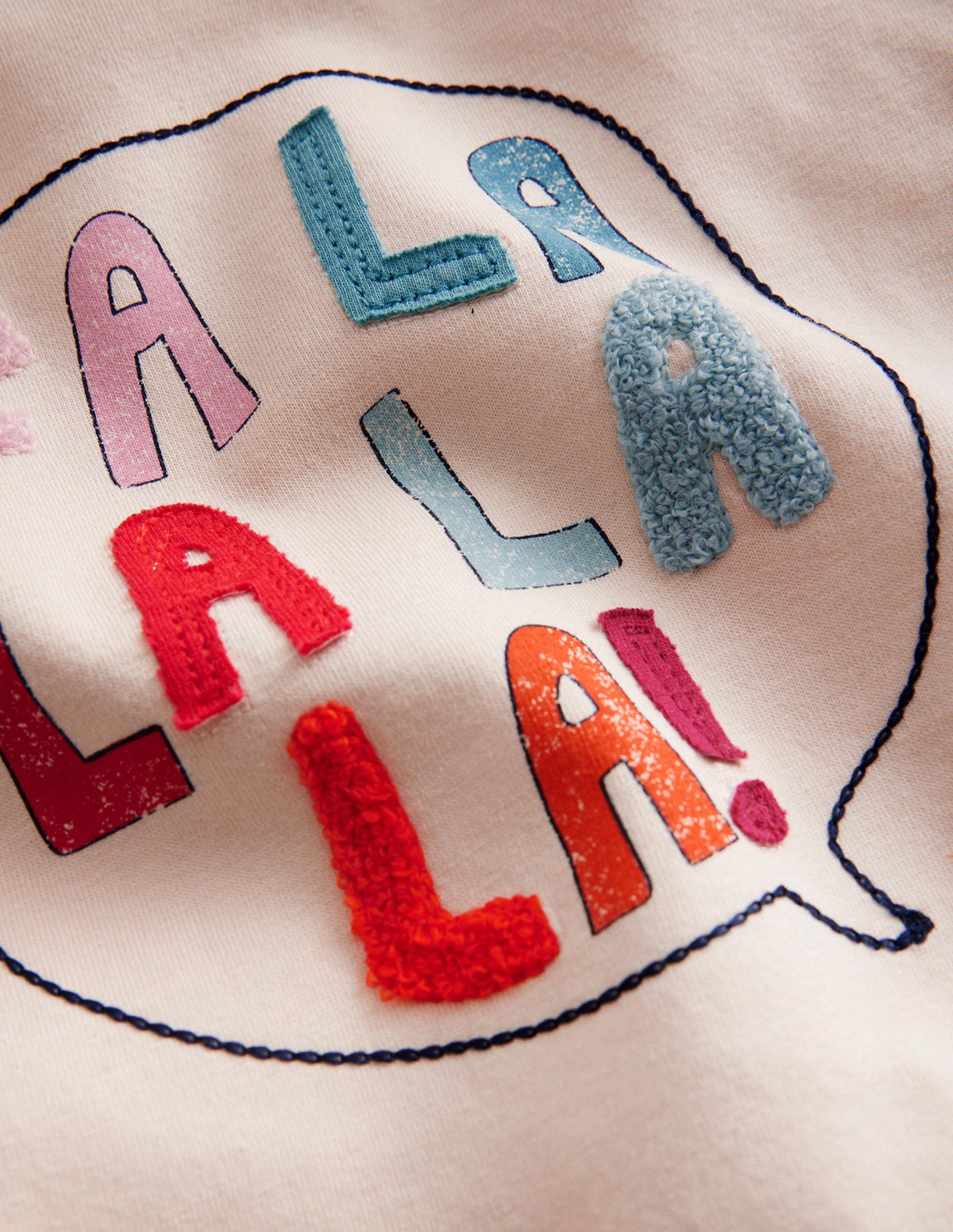 Logo-T-Shirt aus Bouclé-Haferbeige Singendes Rotkehlchen-3