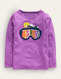 Logo-T-Shirt aus Bouclé-Blauregen-Lila Les Alpes