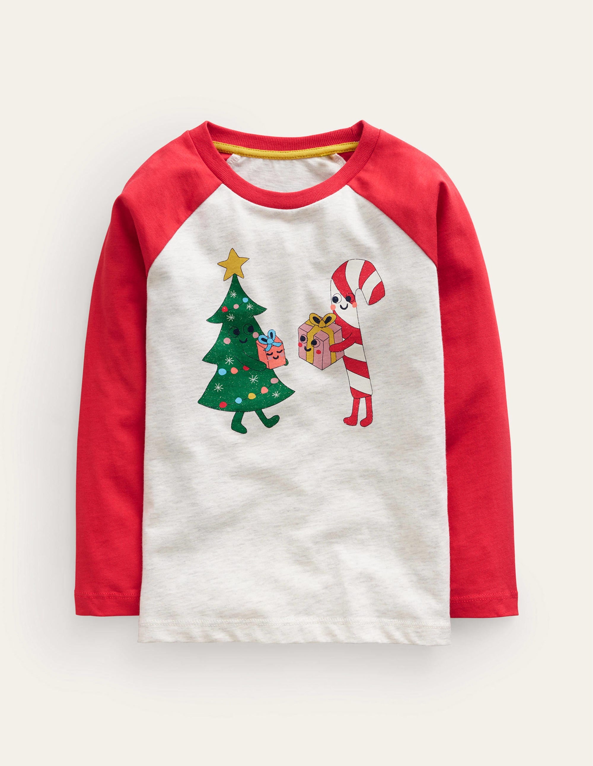 Bedrucktes Raglan-T-Shirt-Vanilleschote/Rockabilly-Rot - Image 1