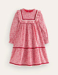 Nostalgisches Kleid mit Spitzenbesatz-Rockabilly-Rot Rotkehlchen