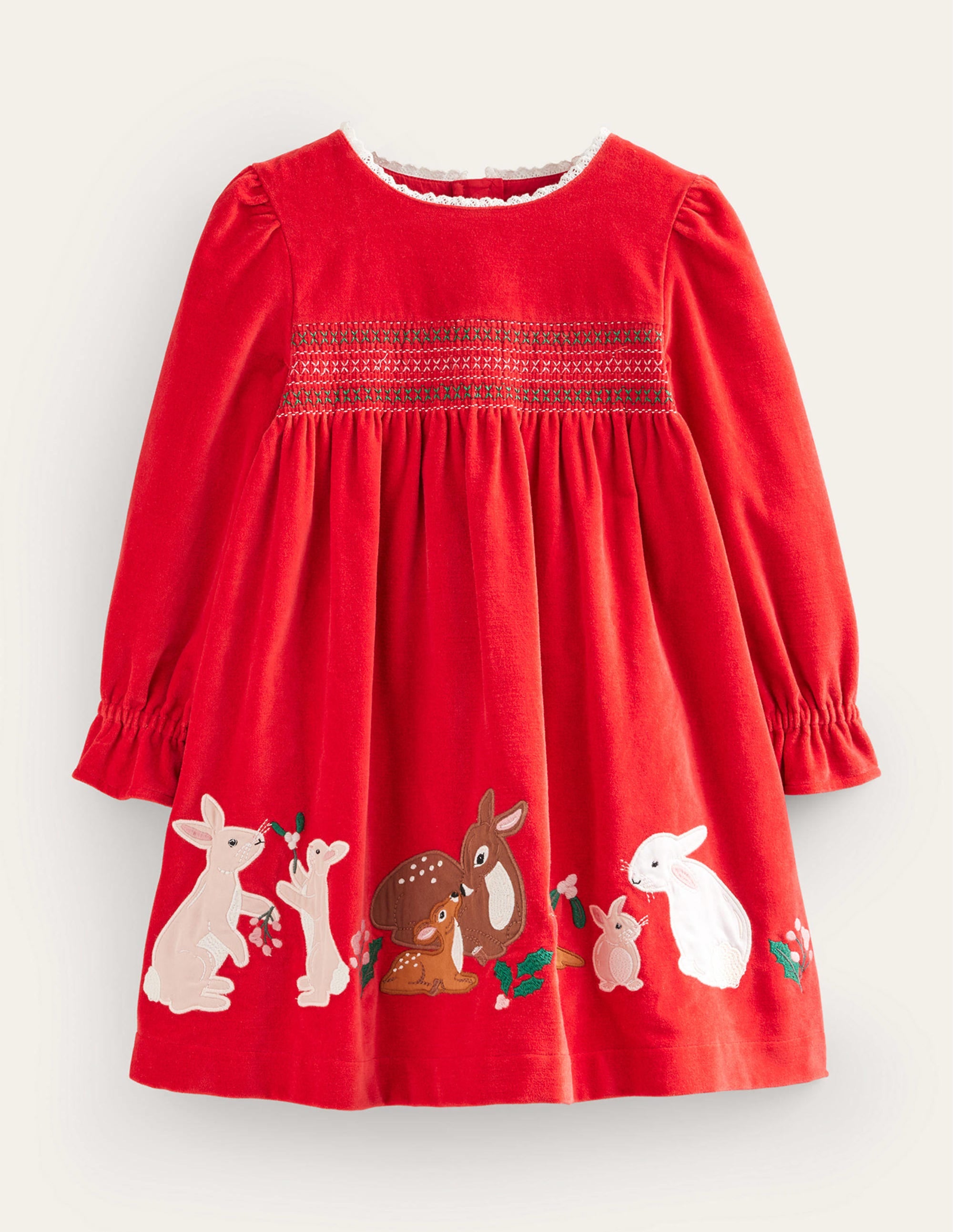 Gesmoktes Samtkleid mit Applikation-Rockabilly-Rot - Image 1