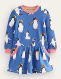 Gemütliches Sweatshirt-Kleid mit Muster-Delftblau Pinguin