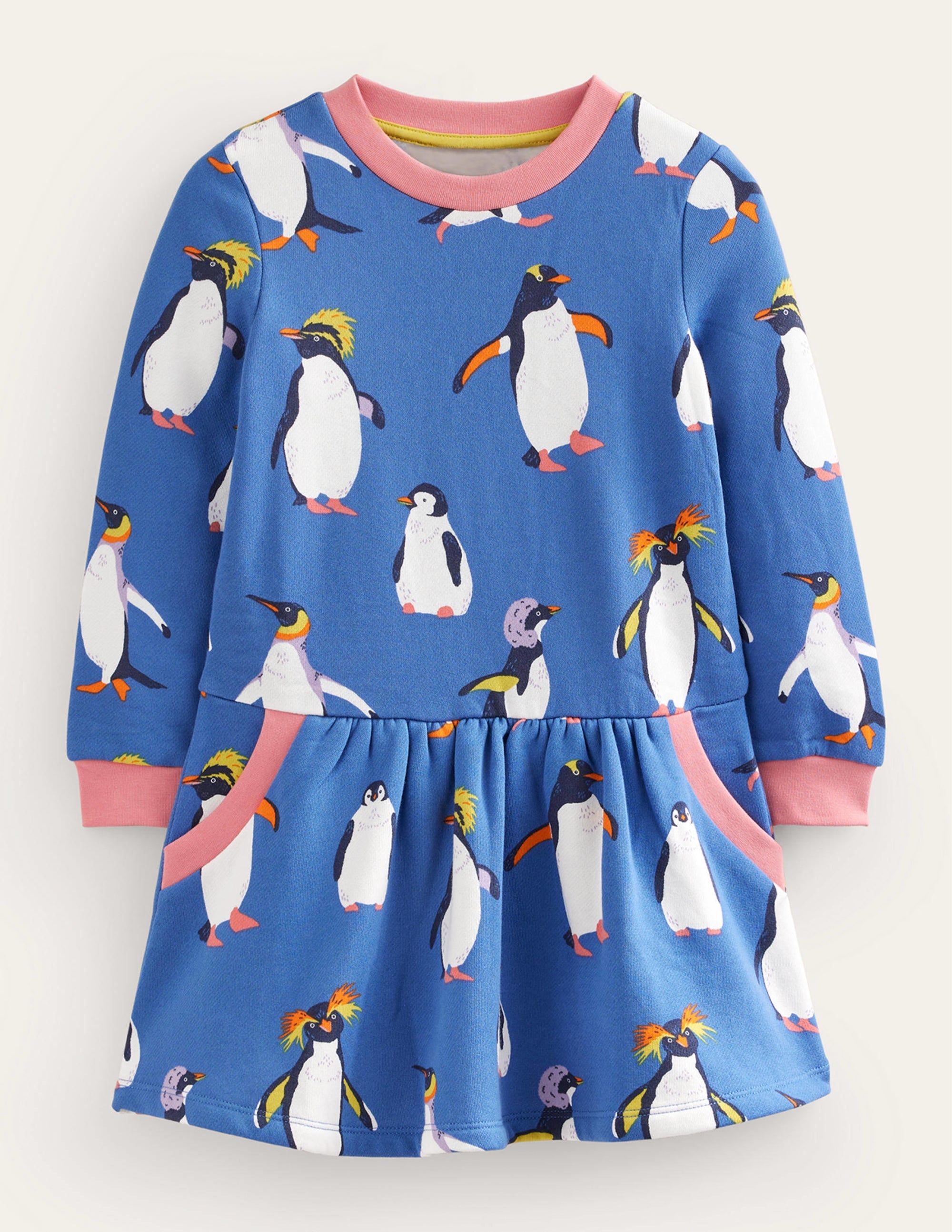 Gemütliches Sweatshirt-Kleid mit Muster-Delftblau Pinguin - Image 1
