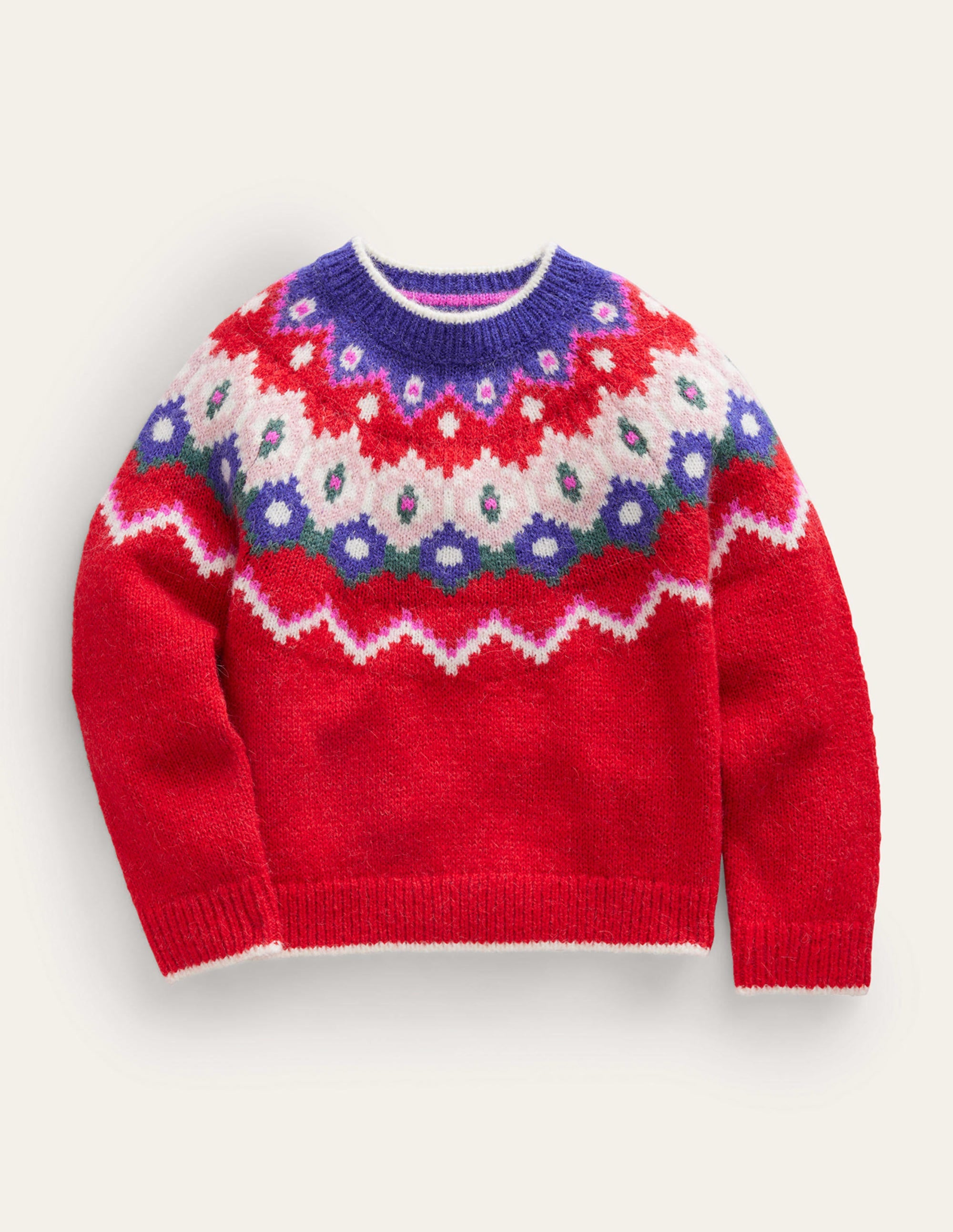 Kuscheliger Fair-Isle-Pullover-Marmeladenrot - Image 1