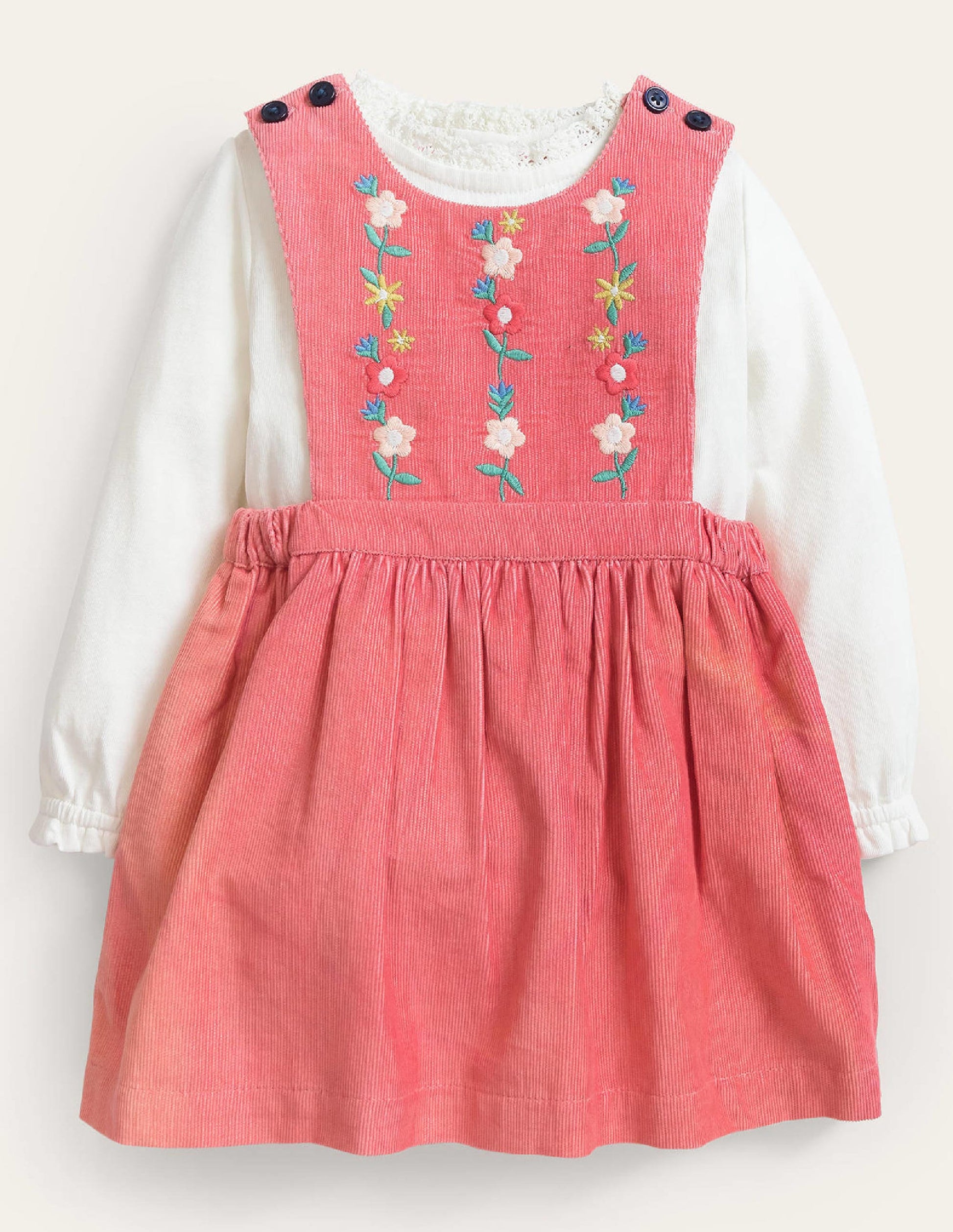 Ensemble tissé avec robe chasuble-Rouge pommier sauvage-1