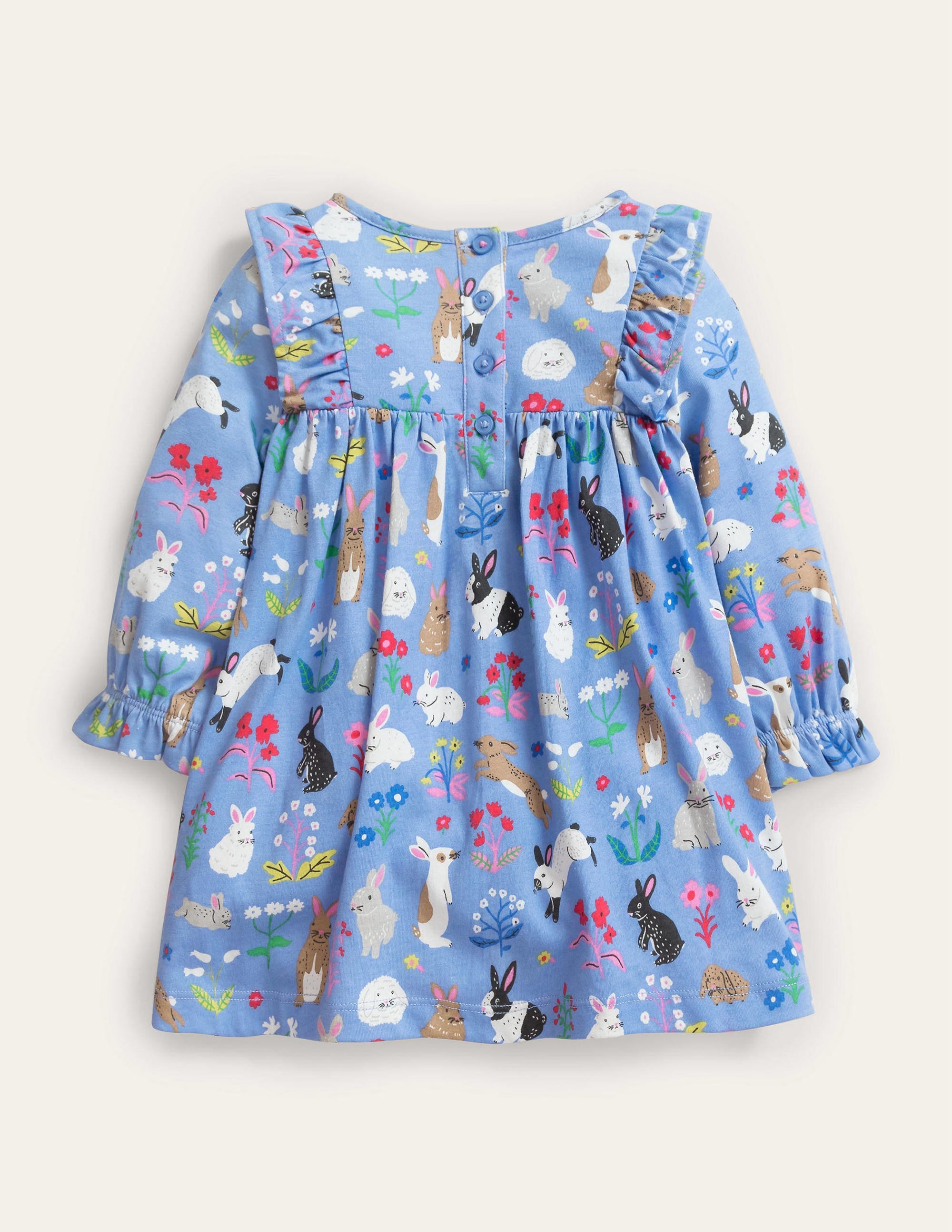 Gemustertes Jerseykleid-Himmelblau, Häschen - Image 2