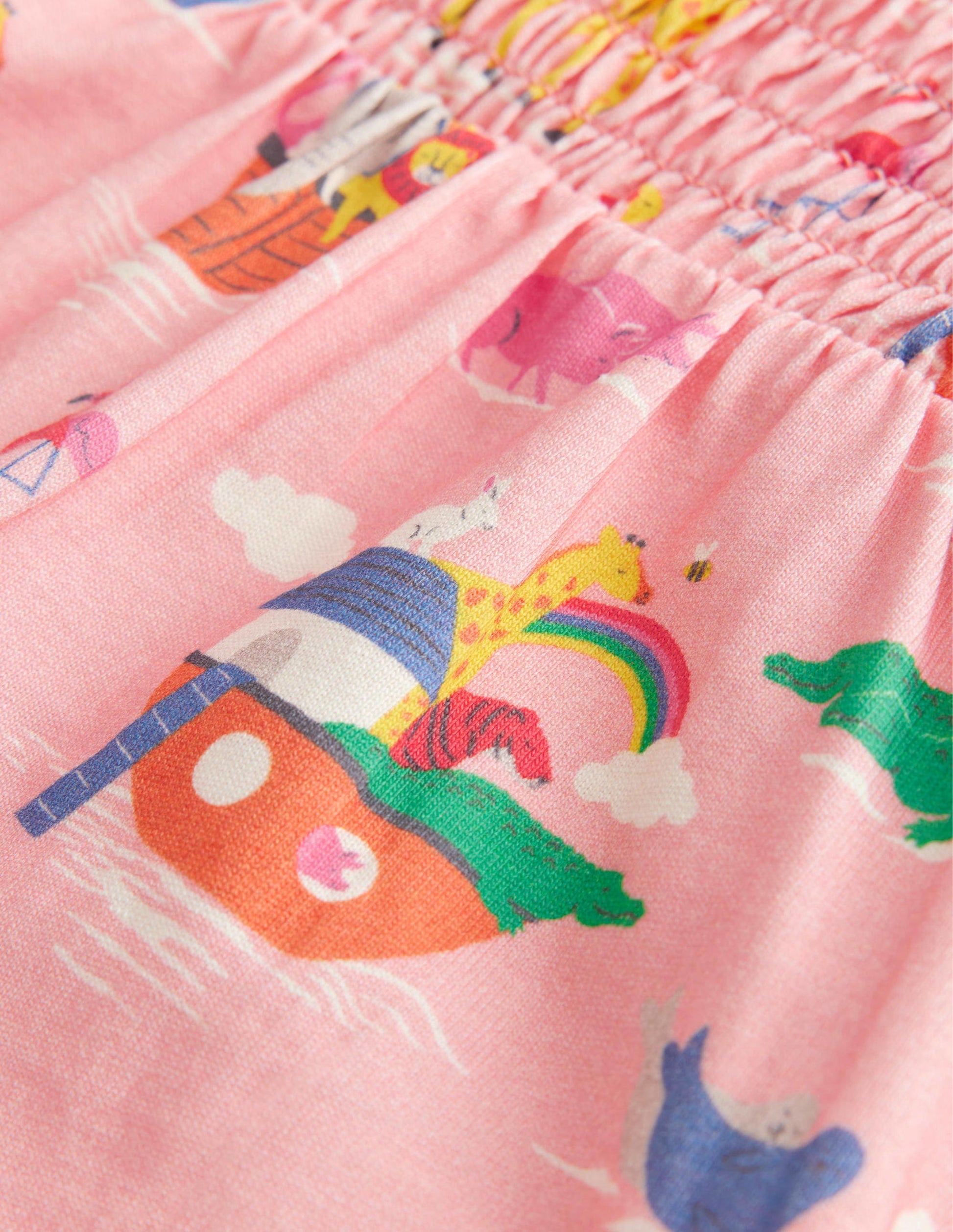 Robe imprimée en jersey-Animaux rose Provence poudré-3
