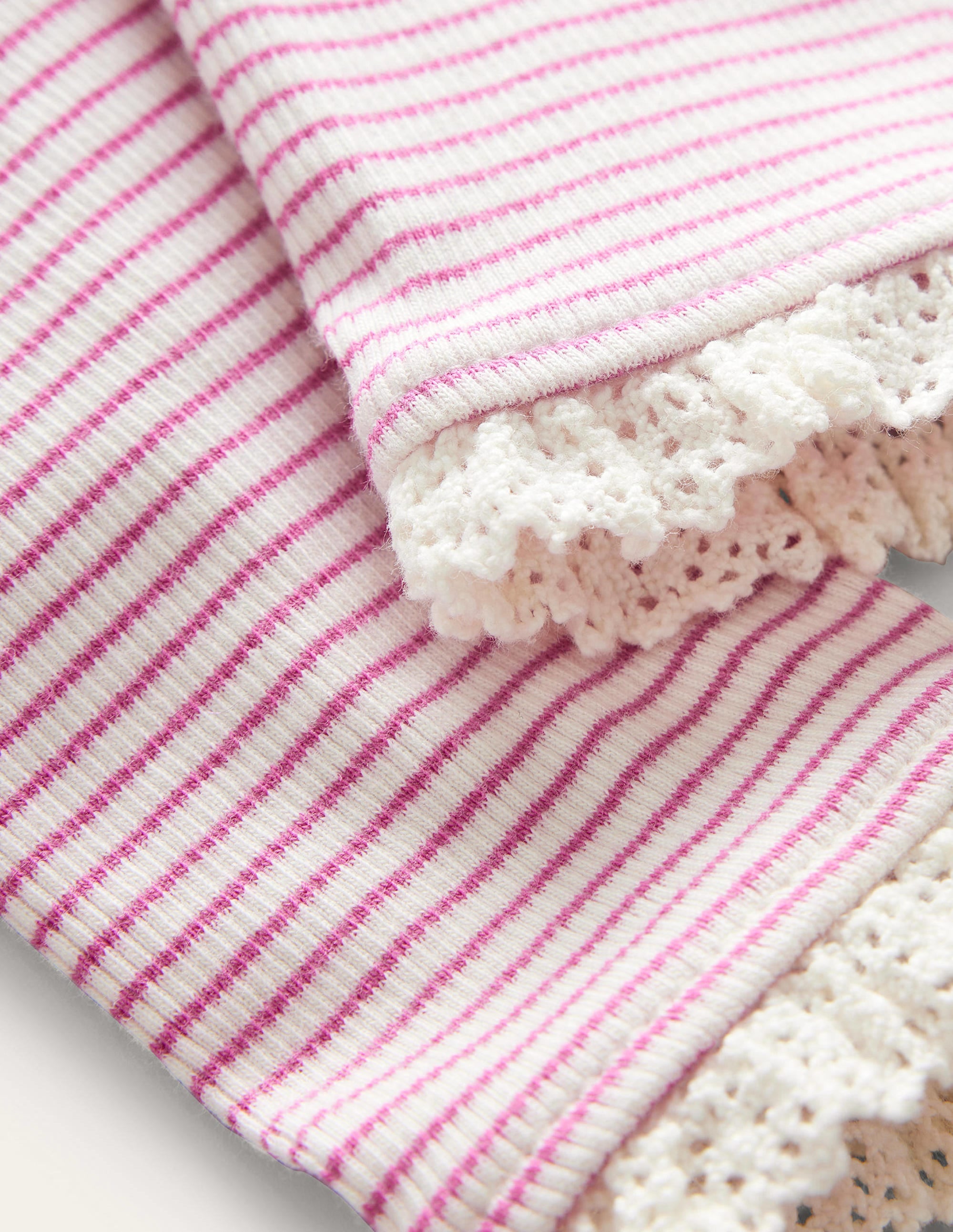 Gerippte Leggings mit Spitze-Naturweiß/Rosa - Image 3