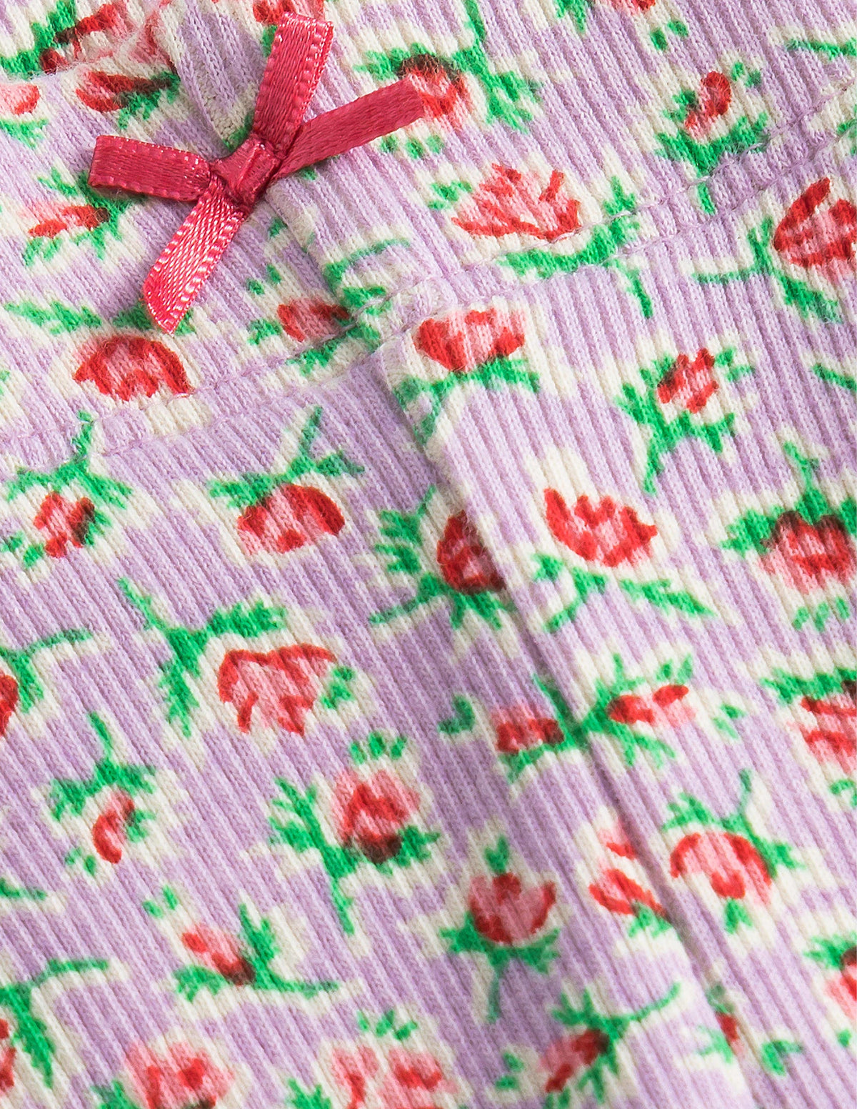 Gerippte Leggings mit Spitze-Fliederrosa, Vintage-Blumen-3