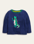 T-Shirt mit Aufklappmotiv-Segelblau, Krokodil