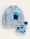 Fröhliches Set mit Badeshirt-Segelblau, Schildkröten