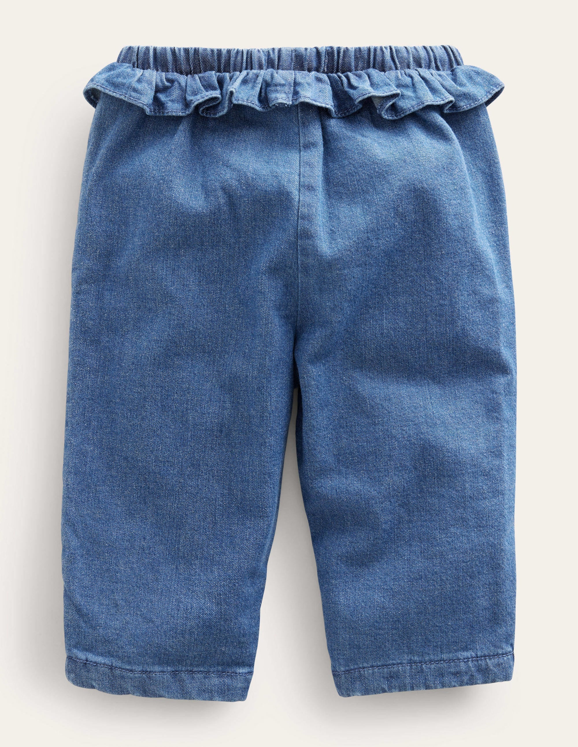 Ruffle Woven Bottoms-Mid Chambray - Image 2