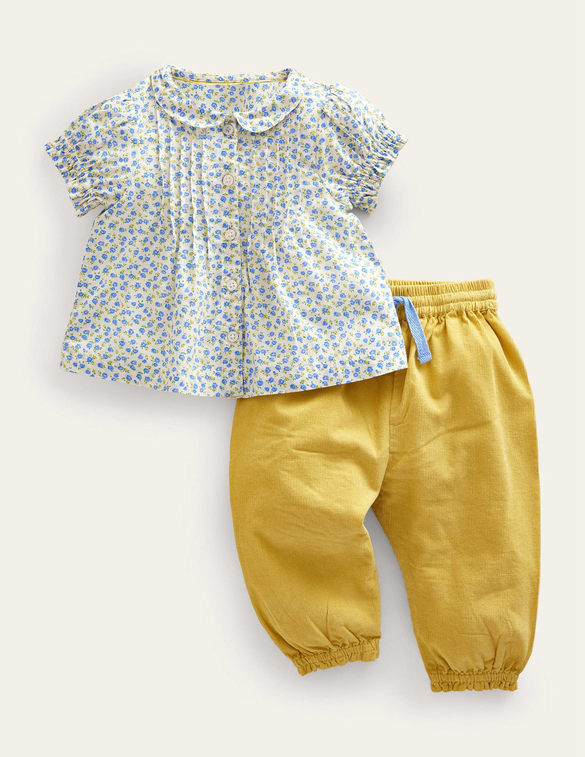 Nostalgisches gewebtes Spielset-Himmelblau, Blumenmuster - Image 1