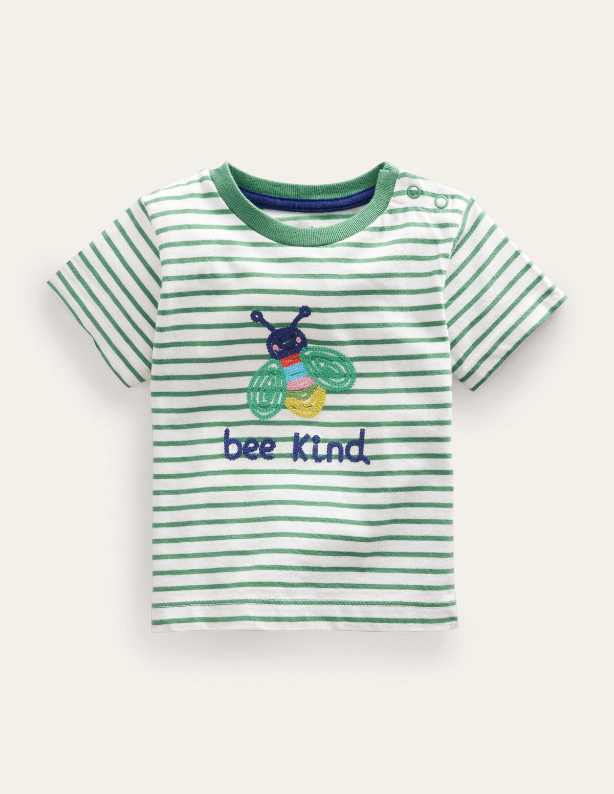 T-Shirt mit aufgestickter Grafik-Naturweiß/Zultanitgrün, Biene-1
