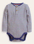 Gemütlicher Henley-Body-Hellbeige/Segelblau