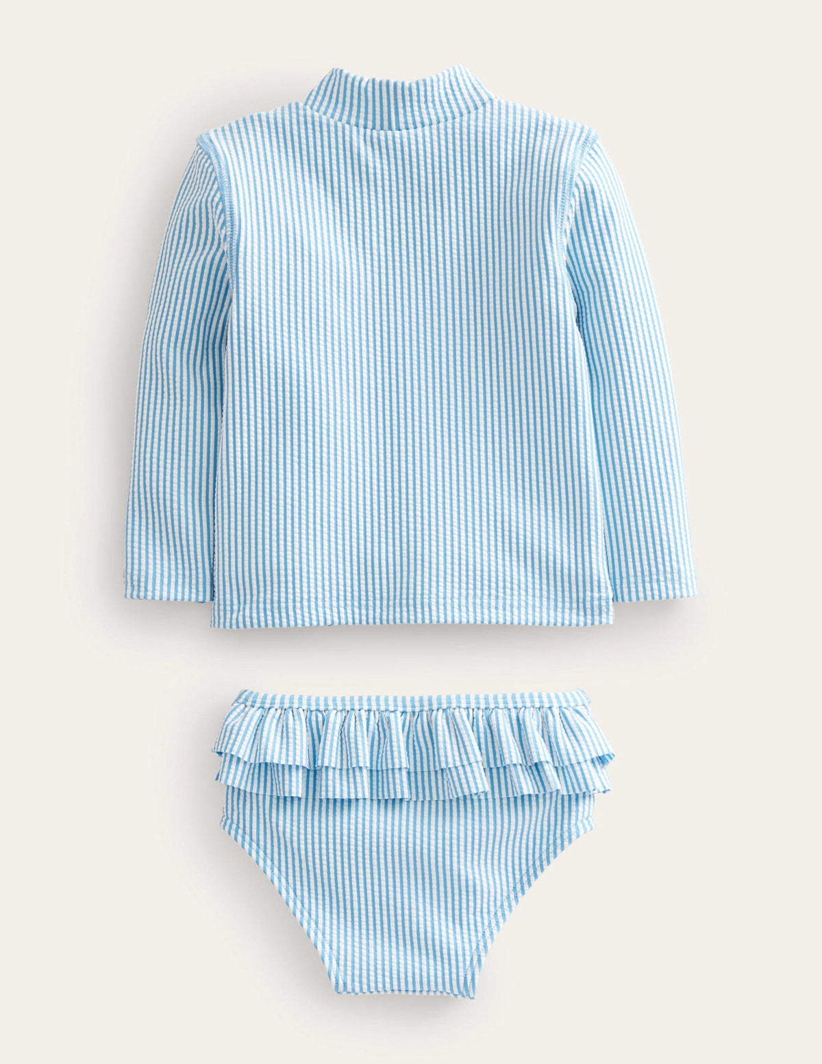 Gerüschtes Badeset mit USF-Badeshirt-Surfbrett-Blau/Naturweiß, Gestreift - Image 2