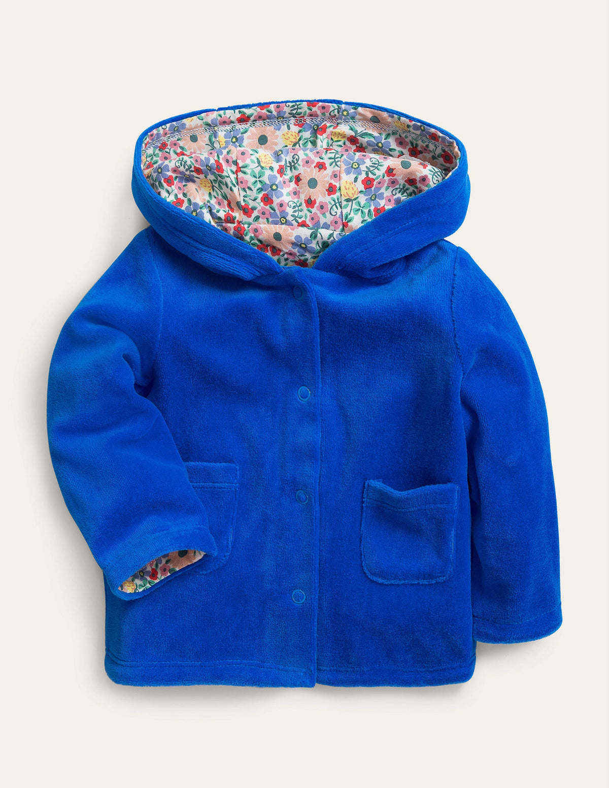 Samtjacke mit Kapuze und Jerseyfutter-Penzance-Blau - Image 1