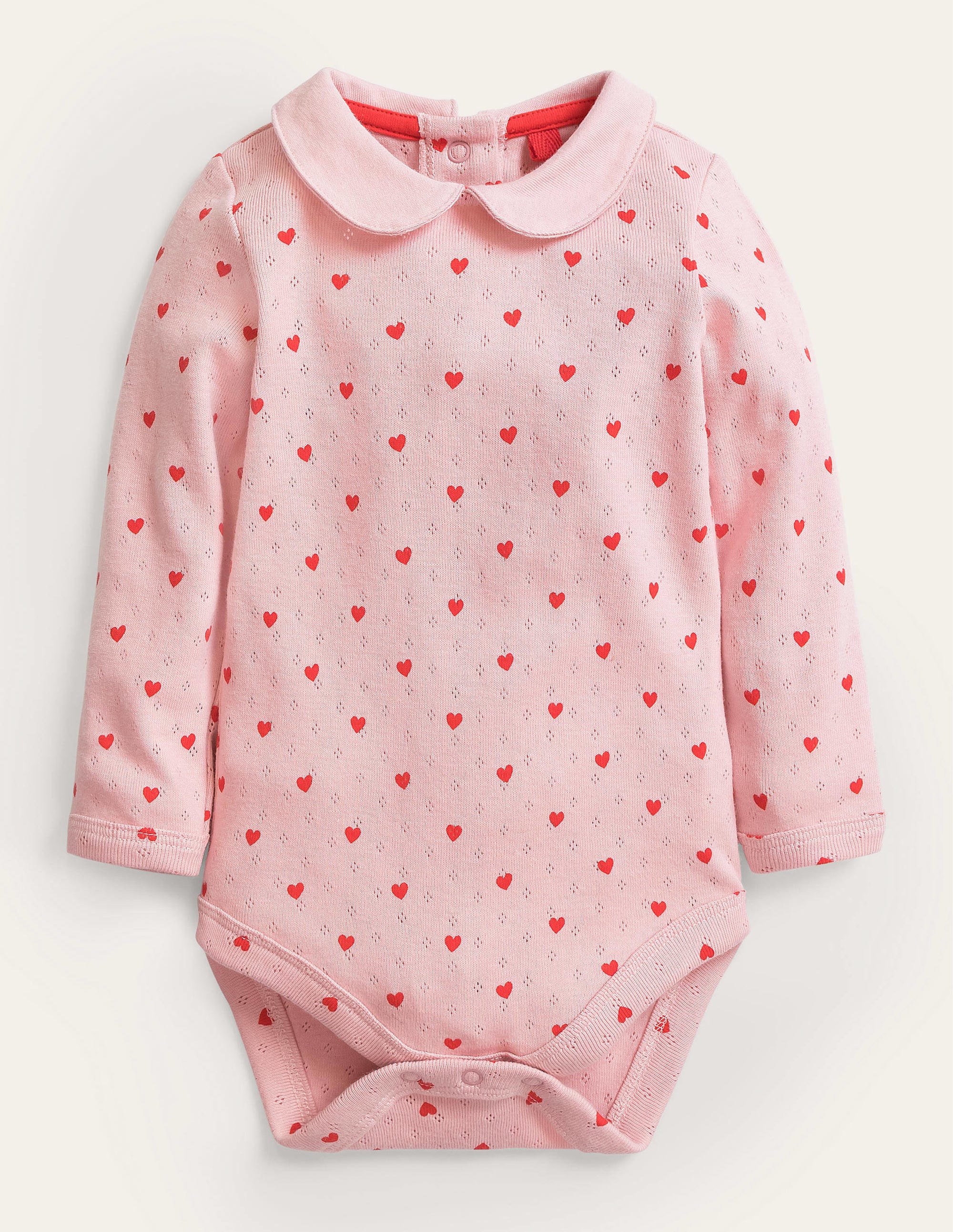 Pointelle-Body mit Kragen-Delfinrosa, Kleine Herzen - Image 1
