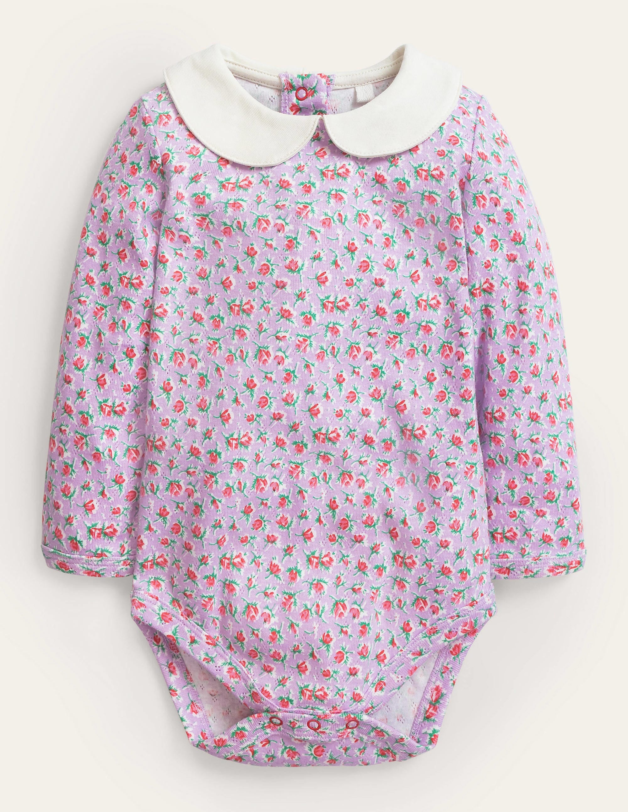 Body à col en pointelle-Motif Vintage Sprig lilas - Image 1