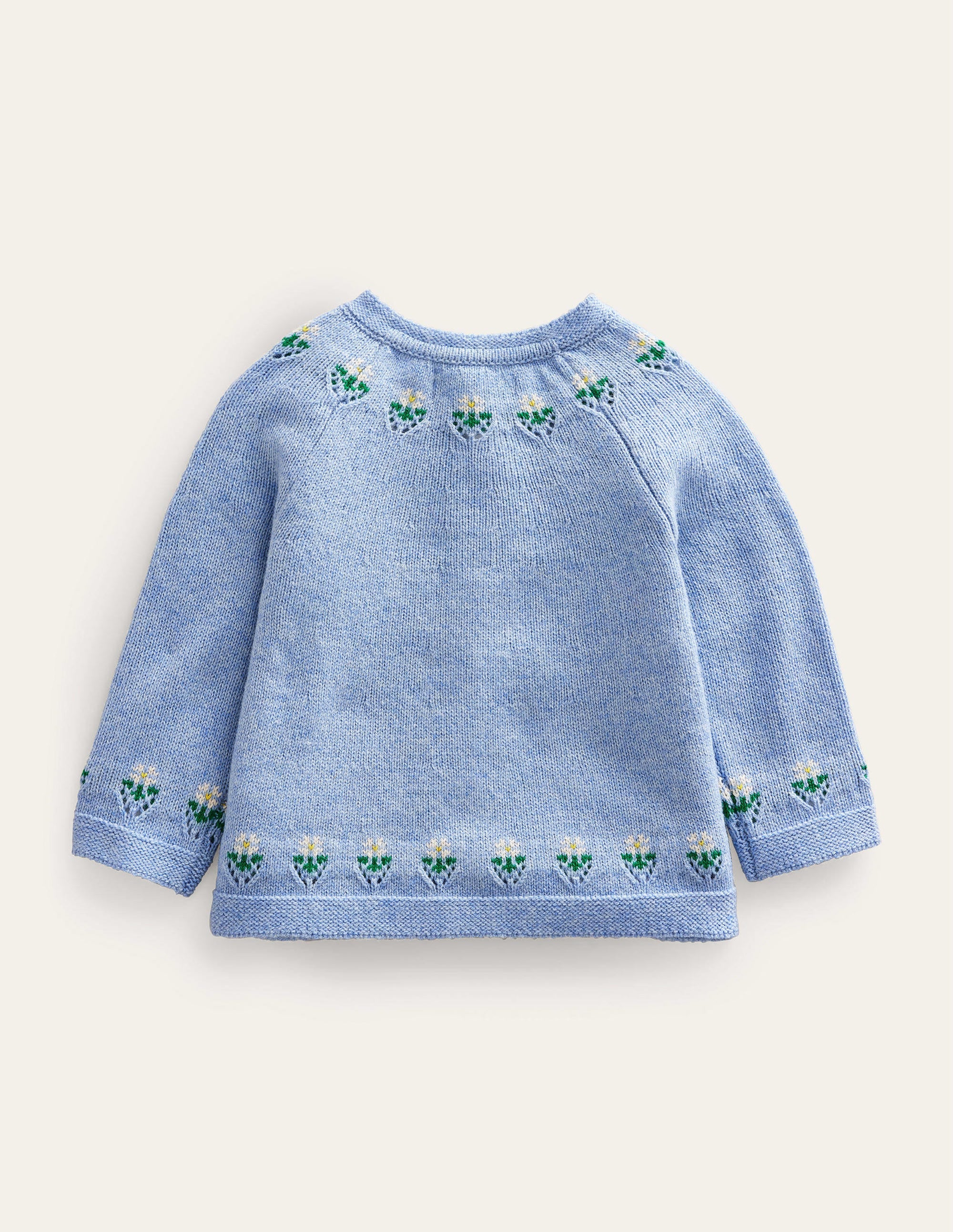 Embroidered Flower Cardigan-Brunnera Blue - Image 2
