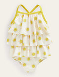 Tiered Frilly Swimsuit-Multi Rainbow Suns
