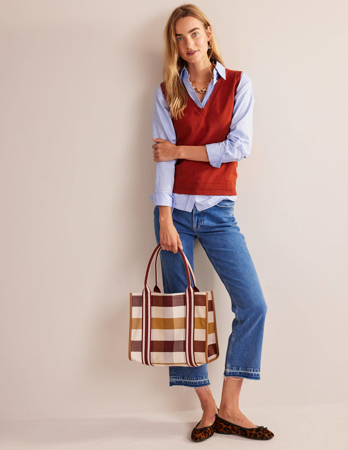 Tilda Canvas-Tragetasche-Kariert - Image 1