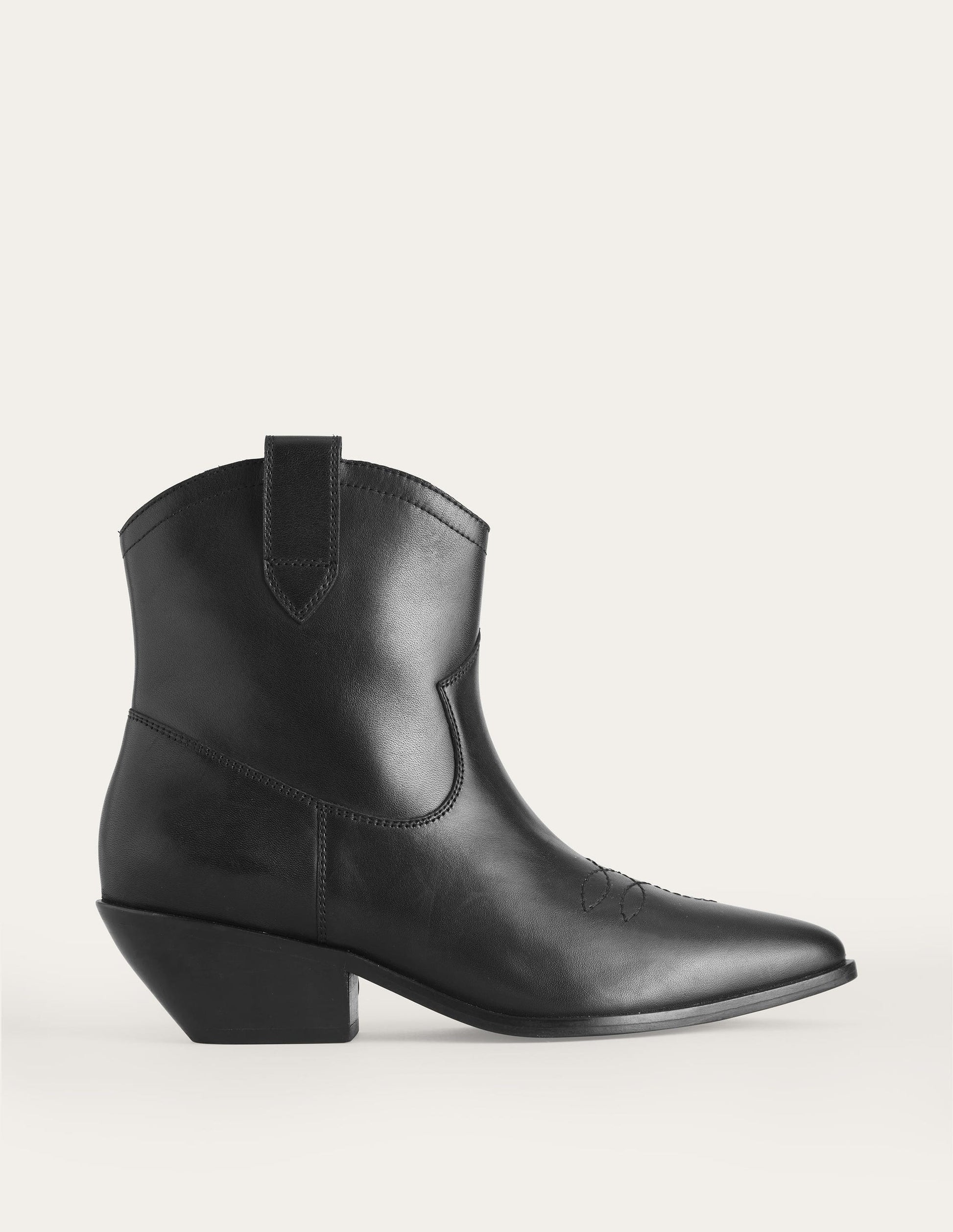 Western-Boots aus Veloursleder mit niedrigem Absatz-Schwarzes Leder-2